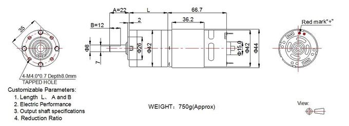 Alta caja de cambios planetaria de 50kg.cm 42m m del esfuerzo de torsión con el motor del engranaje de la C.C. del motor 12v 24v de la C.C. del cepillo de RS 775 para el aparato electrodoméstico