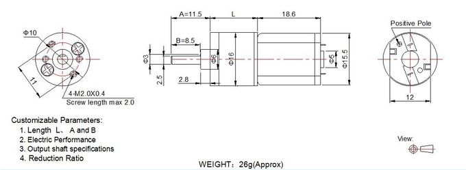 Pequeña caja de cambios ISO 9001 del metal del estímulo del diámetro del motor 6v 16m m del engranaje de DC certificada