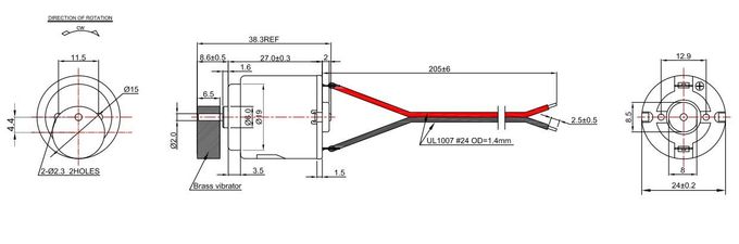 diámetro del motor 24m m de la vibración de 12v DC para el Massager RC-260SA-20135Ф15*6.5