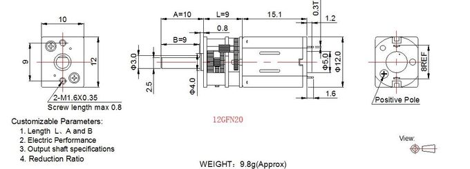 Alto de la precisión de puerta de la cerradura pequeño DC motor del engranaje del motor N20 con la caja de cambios del metal