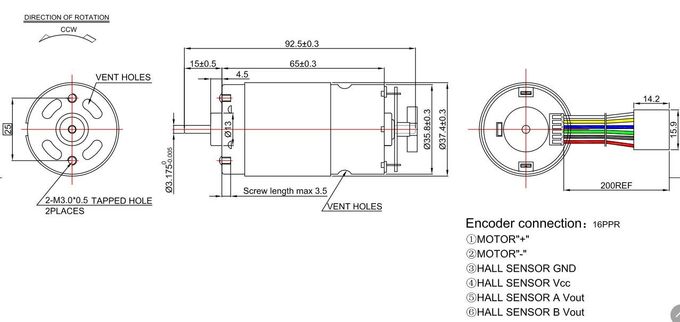 Alto motor del esfuerzo de torsión 12v 24v RS 595 DC del codificador durable del motor eléctrico con el codificador