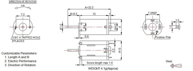 Mini longitud del eje del motor de DC del imán permanente modificada para requisitos particulares para los instrumentos de la cámara/de precisión