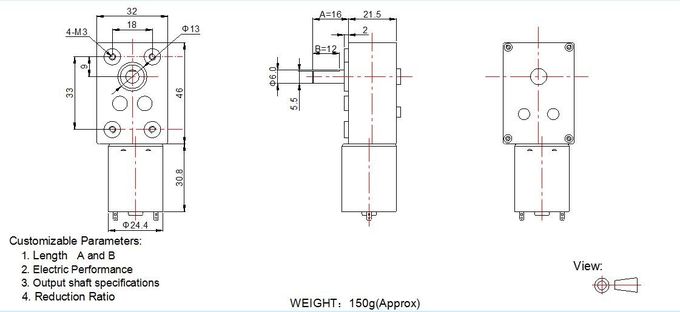Alto motor de alta calidad del engranaje de gusano de la C.C. del esfuerzo de torsión 6v 12v con la función de la uno mismo-cerradura para el producto ligero