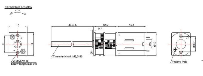 Mini motor del Metal Gear, motor del engranaje de 3v 6v 12v 12m m con el eje largo del tornillo