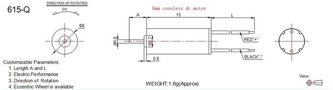 Mini diámetro 1.5v 3v del motor 6m m de Coreless DC para el pequeño aparato electrodoméstico