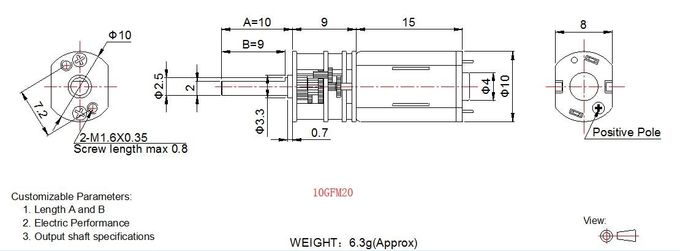 Tamaño de la caja de cambios del motor 10GFM20 10m m del engranaje de estímulo de DC de la alta precisión para la cerradura elegante